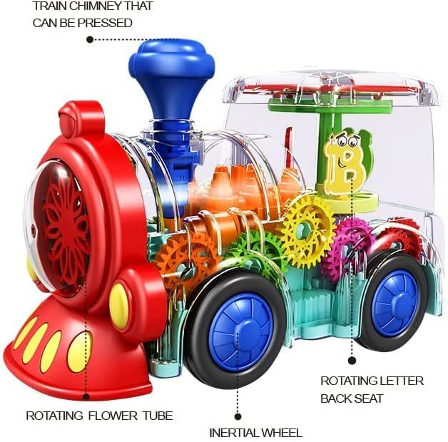 Locomotiva de tren cu sunete şi lumini cu carcasă transparentă TRANSPARENT GEAR LIGHT TRAIN [5]