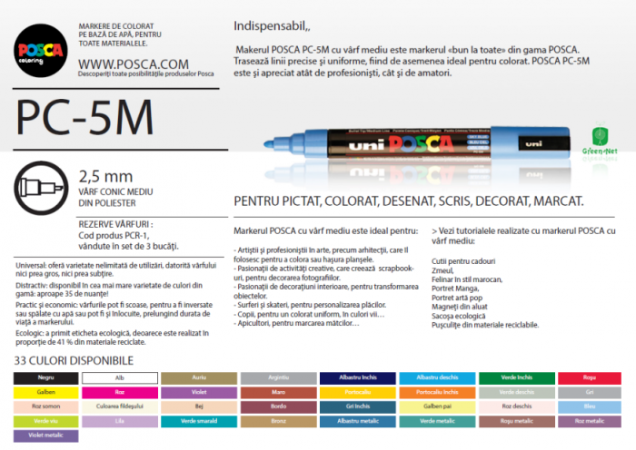 Marker Posca PC-5M varf 1,8-2,5 mm Gri [2]