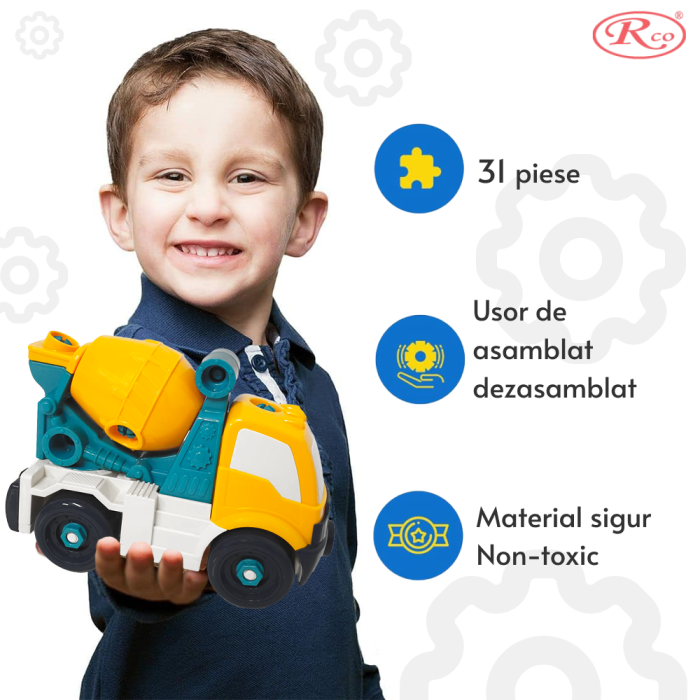 Masinuta demontabila din plastic cu suruburi si surubelnita Betoniera [7]