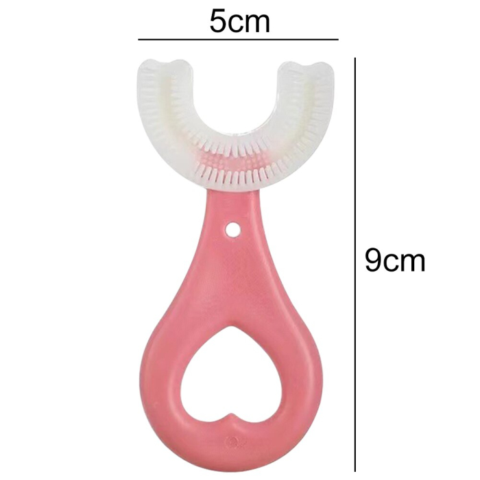 Periuta de Dinti in Forma de U, pentru Sugari si Copii 2-6 ani, Peri Moi, 9 cm, Model Inima, Culoare albastru deschis [7]