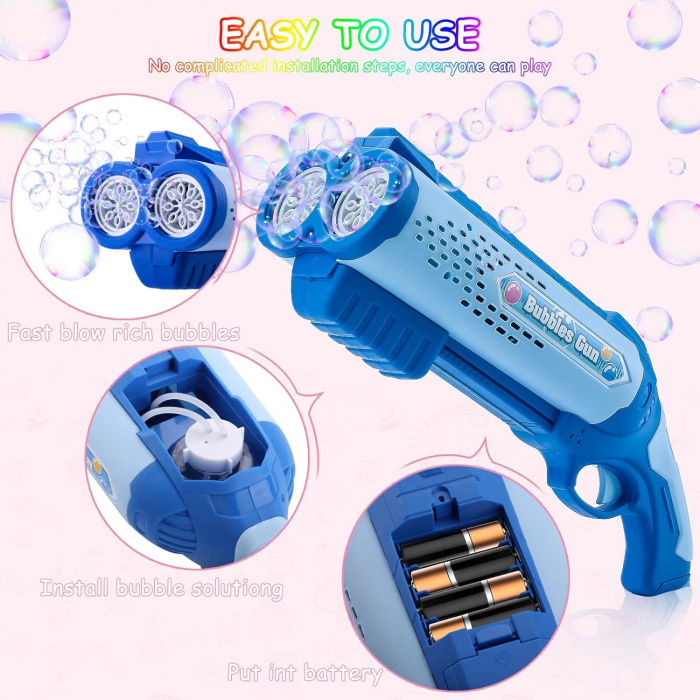 Pistol de facut baloane de sapun cu 2 tuburi Double tube bubble gun [7]