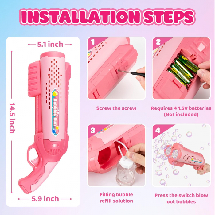 Pistol de facut baloane de sapun cu 2 tuburi Double tube bubble gun [5]