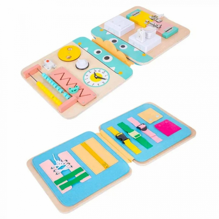 Placa de activitati Montessori multifunctionala din lemn Busy Board [3]