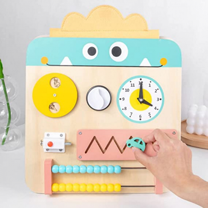 Placa de activitati Montessori multifunctionala din lemn Busy Board [4]