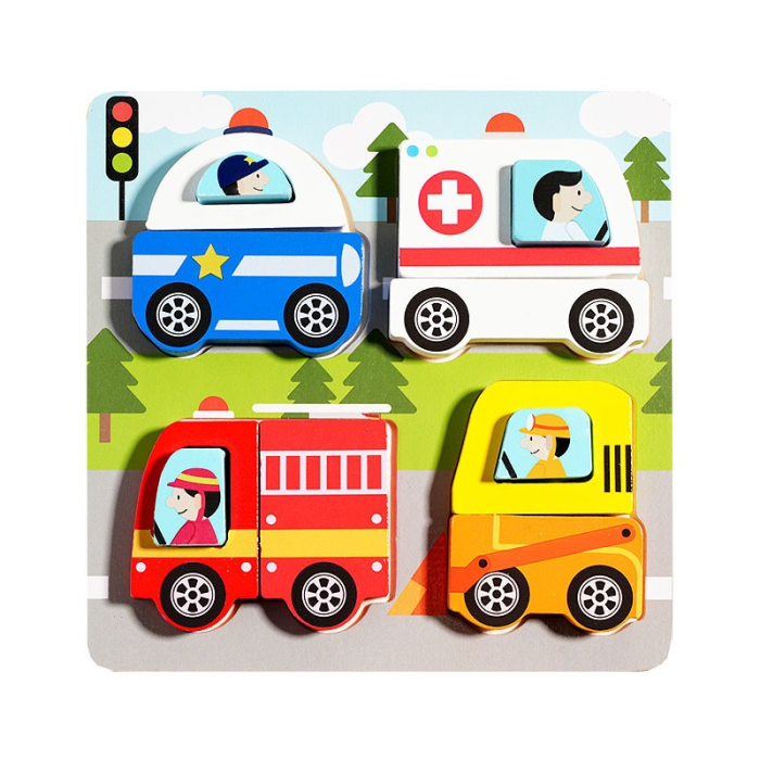 Puzzle 4 in 1 3D din lemn vehicule [1]