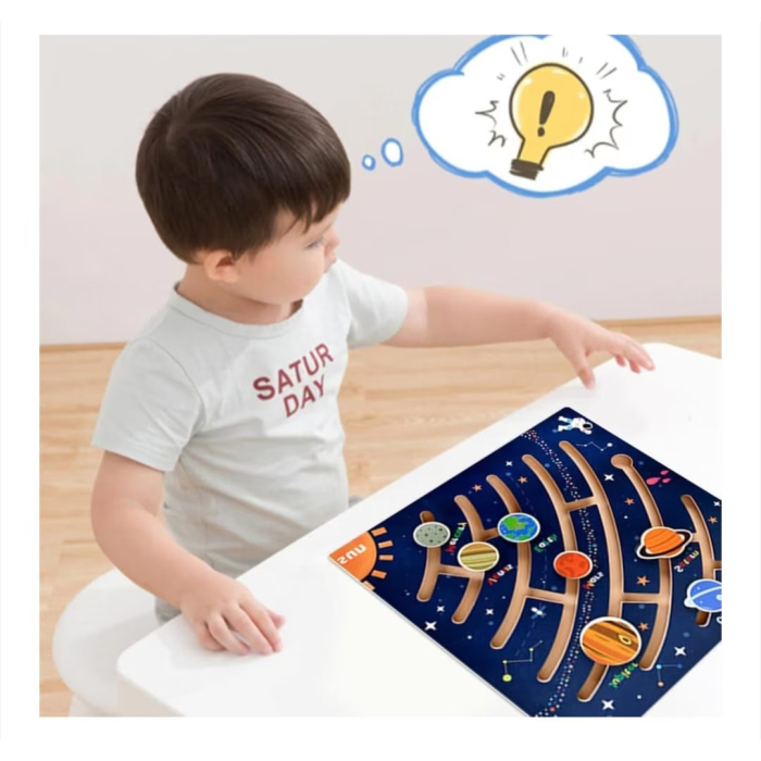 Puzzle de lemn de tip labirint sistemul solar [3]