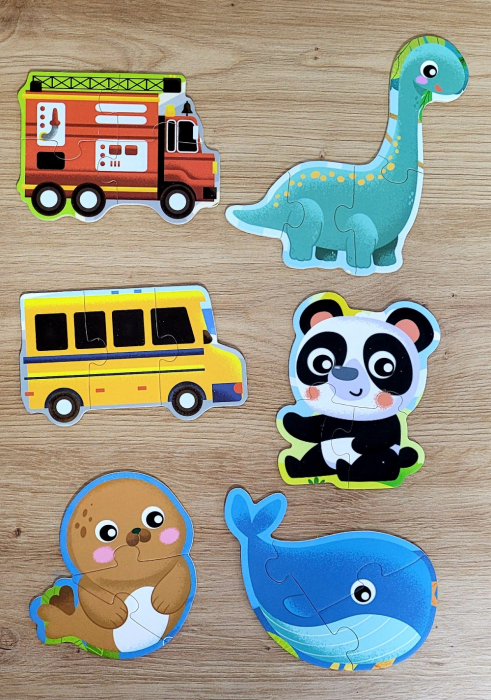 Puzzle din lemn 20 in 1 animale si vehicule [3]