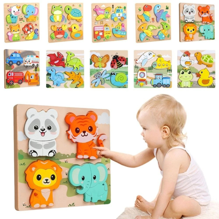 Puzzle din lemn 3D 4 in 1 diferite tematici [2]