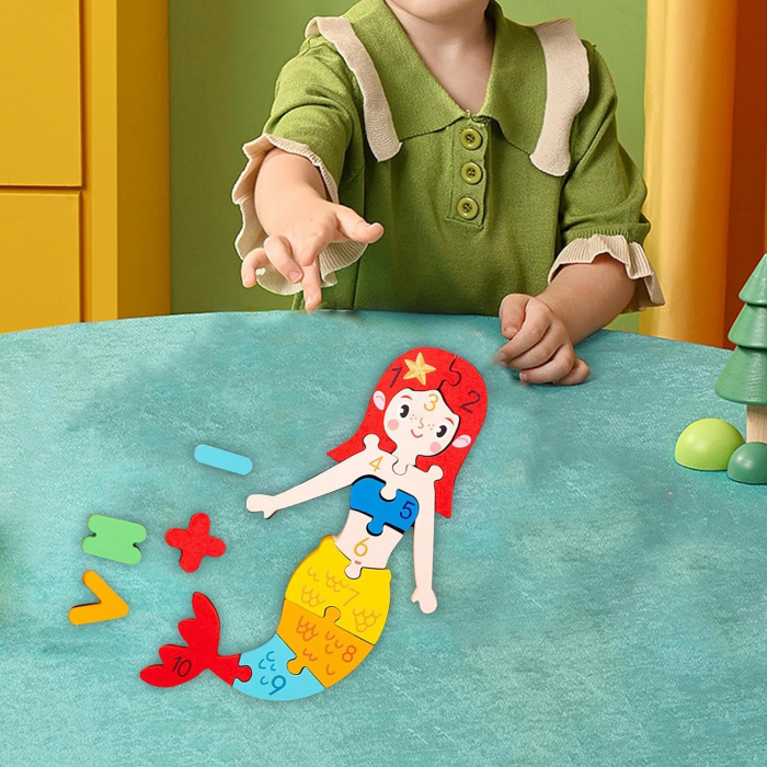 Puzzle din lemn 3D cu piese numerotate si operatii aritmetice Sirena [2]