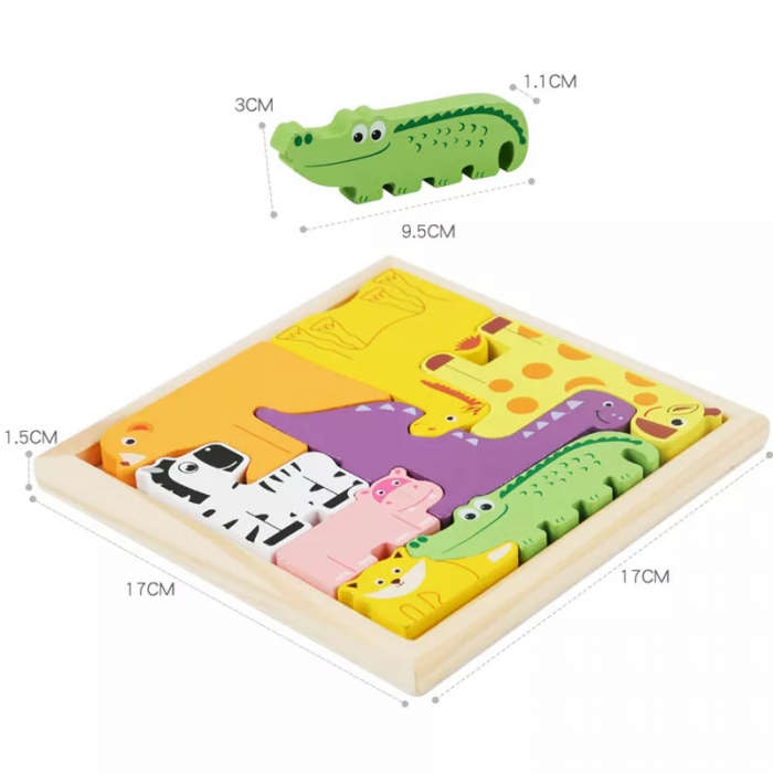 Puzzle din lemn 3D Tetris animale SAFARI [3]