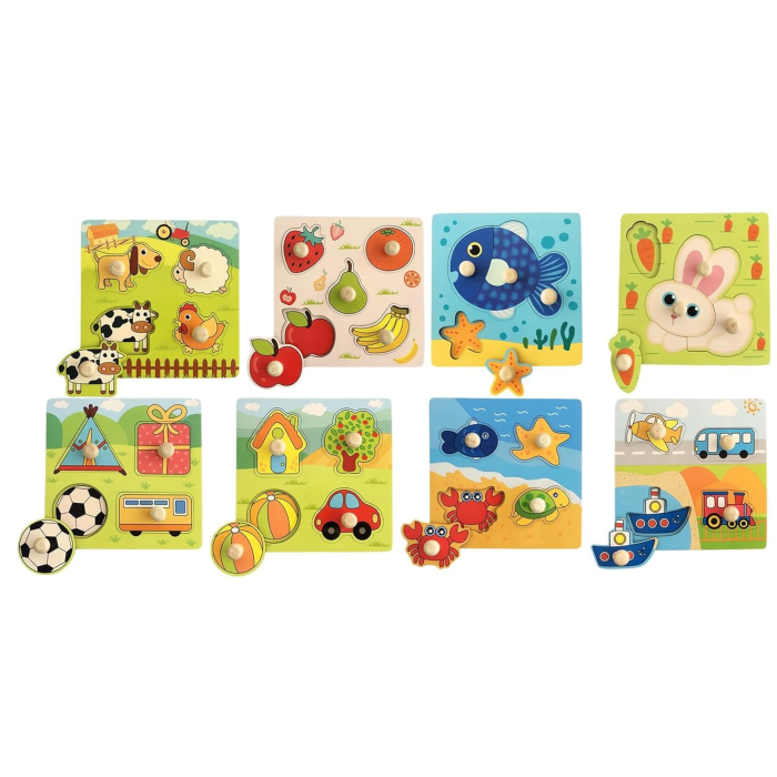 Puzzle din lemn cu butoni 14,7 x 14,7 cm diferite modele [2]