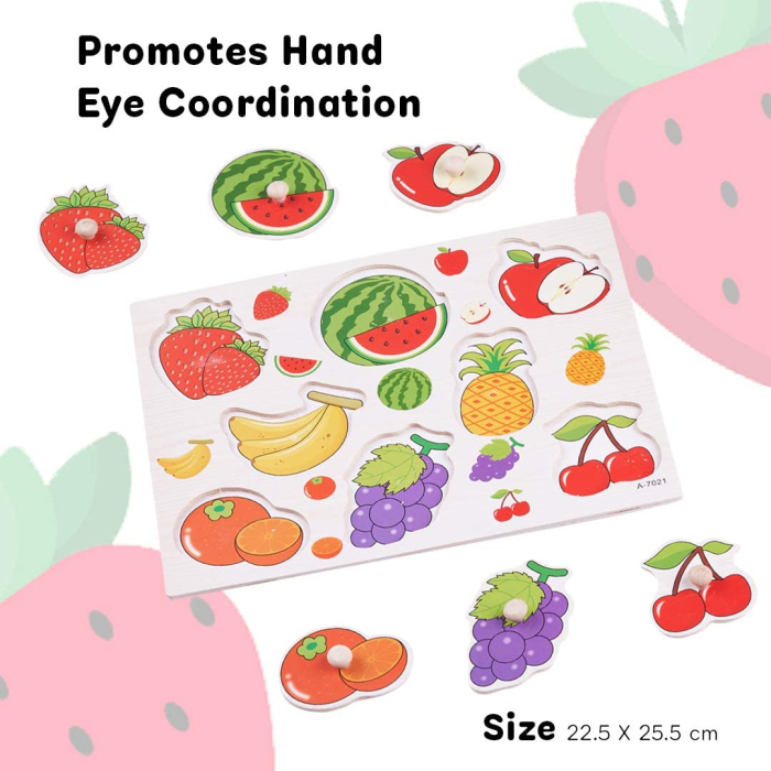 Puzzle din lemn cu butoni fructe [2]