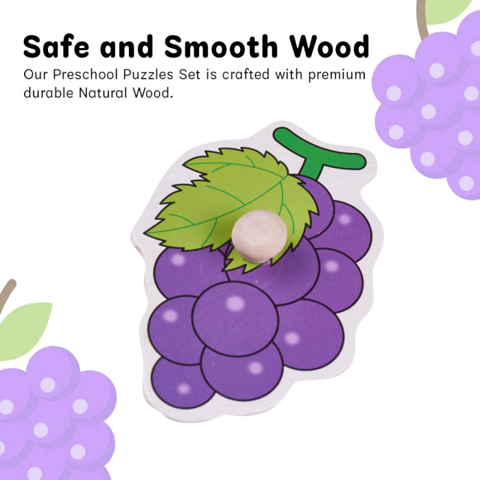 Puzzle din lemn cu butoni fructe [6]