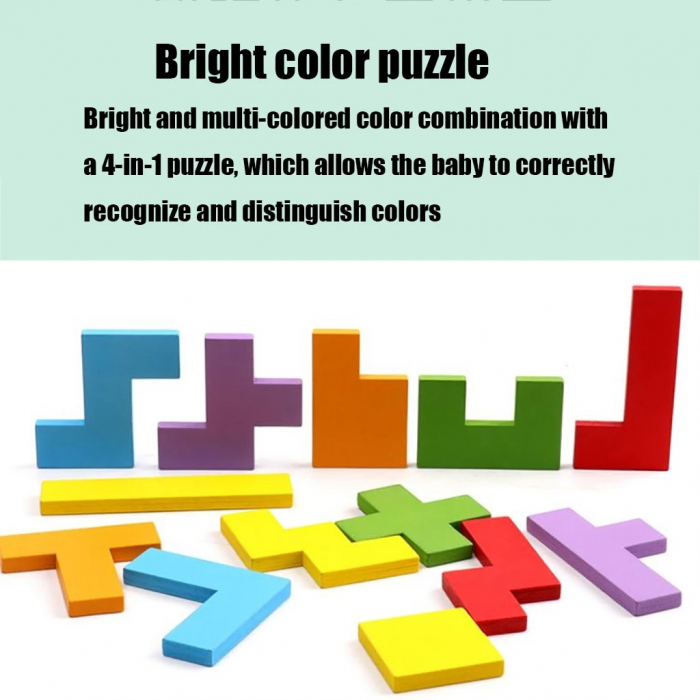 Puzzle incastru din lemn 4 in 1 - forme geometrice, tangram si tetris SMART BRAIN [3]