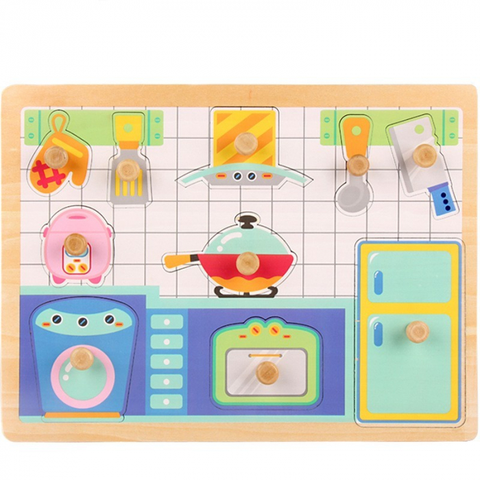 Puzzle incastru din lemn cu butoni IN BUCATARIE [1]