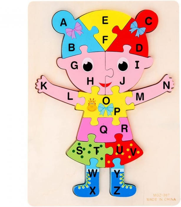 Puzzle incastru din lemn cu litere FETITA [1]