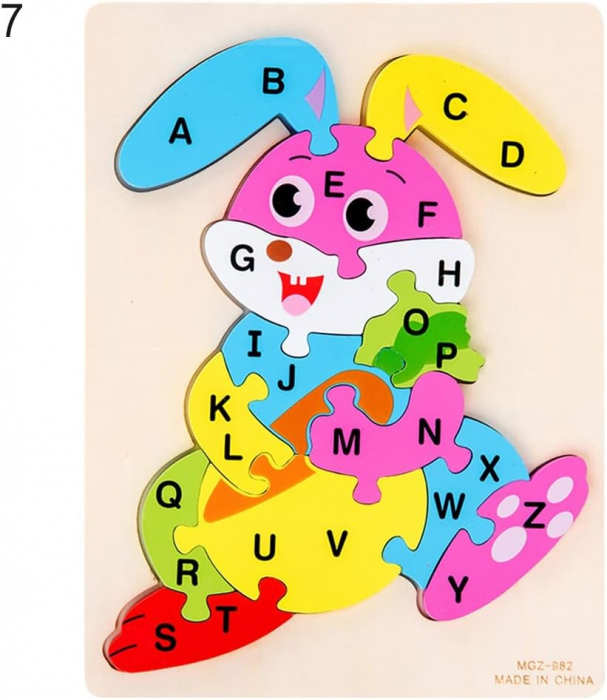 Puzzle incastru din lemn cu litere IEPURAS [1]