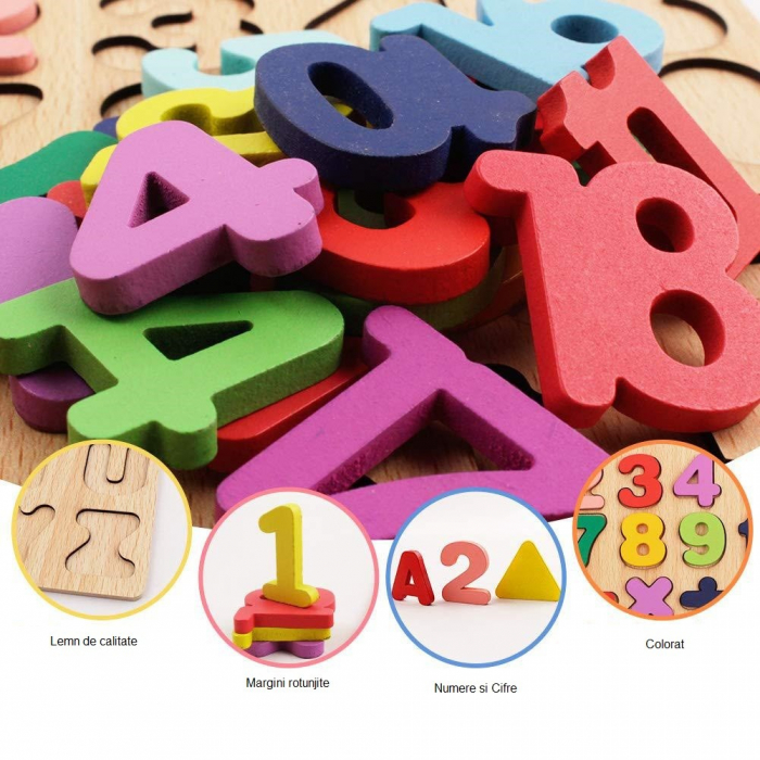 Puzzle incastru din lemn cu numere şi operaţii aritmetice [3]