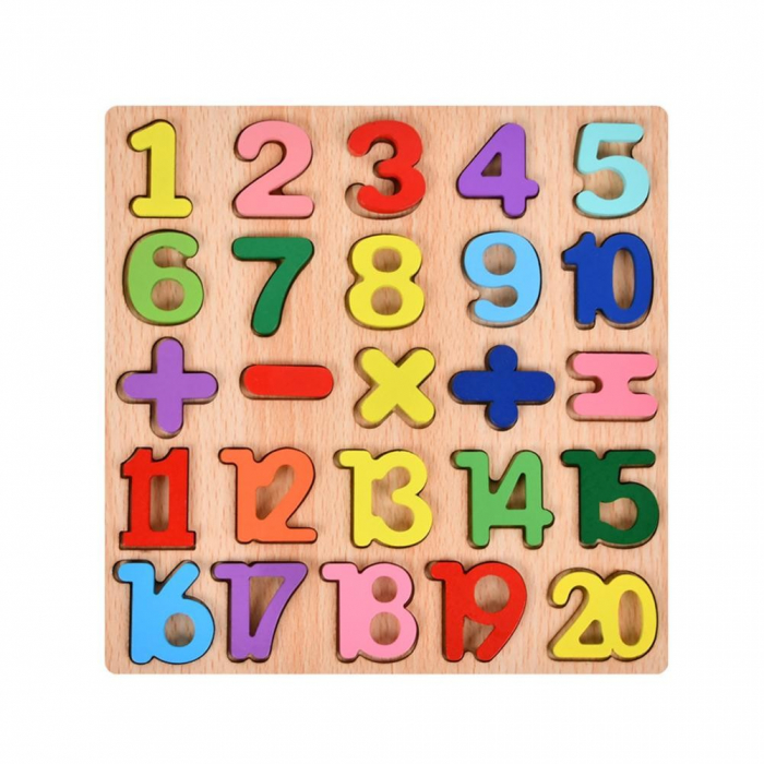 Puzzle incastru din lemn cu numere şi operaţii aritmetice [2]