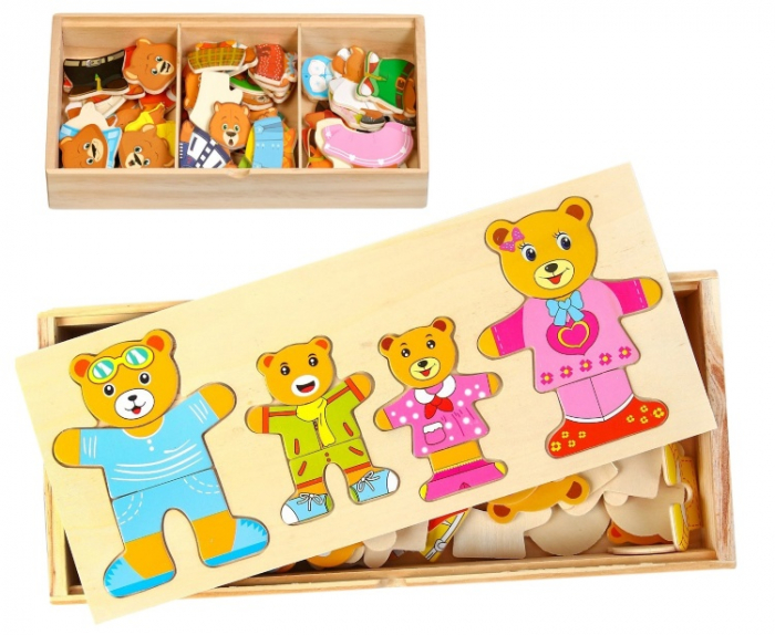 Puzzle incastru din lemn ÎMBRACĂ FAMILIA DE URSULEŢI 2 [2]