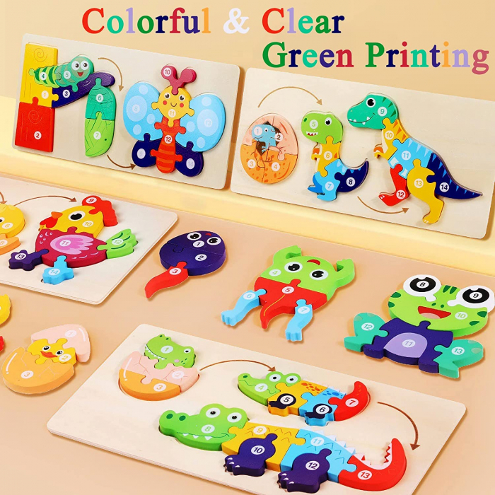 Puzzle incastru din lemn in relief evolutia speciei CROCODIL [4]