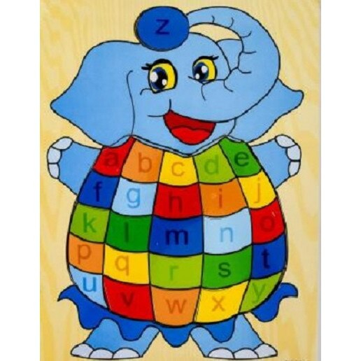 Puzzle incastru din lemn litere mici de tipar elefant [1]