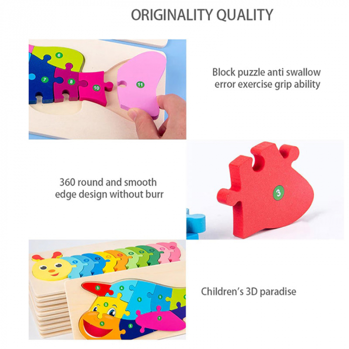Puzzle incastru în relief din lemn PESTE cu numere [2]