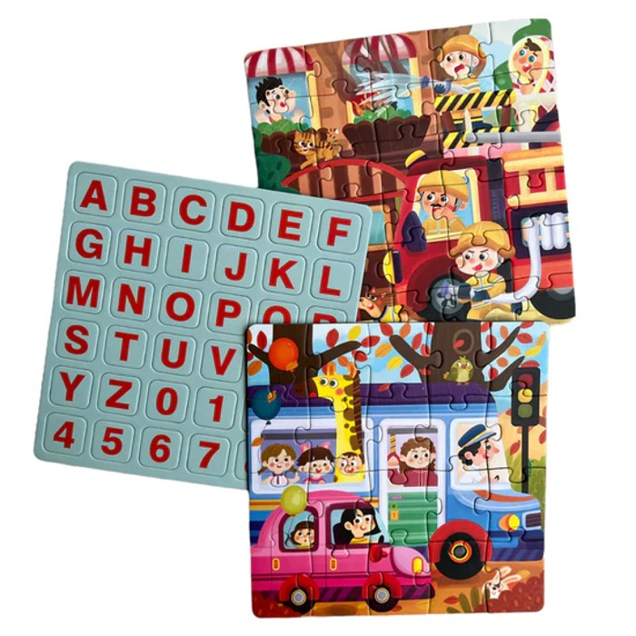 Puzzle magnetic 3 in 1 vehicule, alfabet si numere [4]