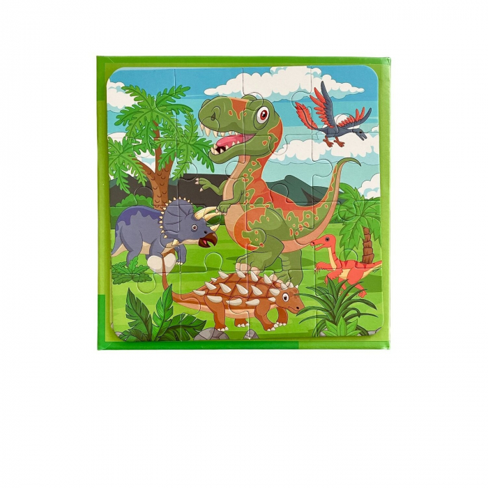 Puzzle magnetic tip carte 3 in 1 pe niveluri 61 piese dinozauri [2]