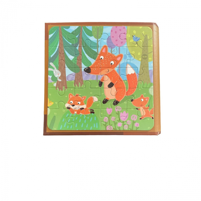 Puzzle magnetic tip carte 3 in 1 pe niveluri 75 piese animale din jungla [3]