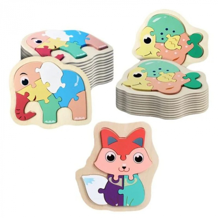 Puzzle mic din lemn 3D animale [5]