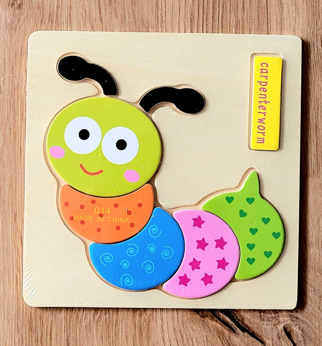 Puzzle mic din lemn fructe, animale, vehicule cu denumire in limba engleza [2]