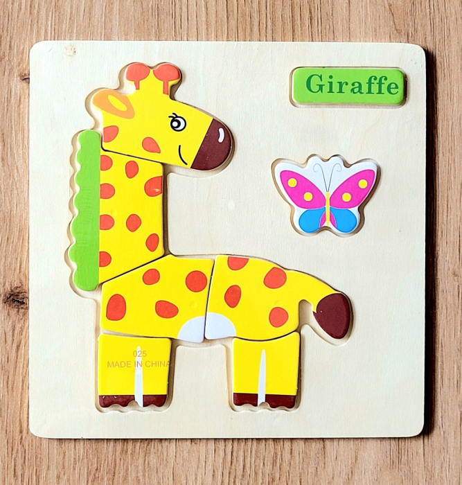 Puzzle mic din lemn fructe, animale, vehicule cu denumire in limba engleza [1]