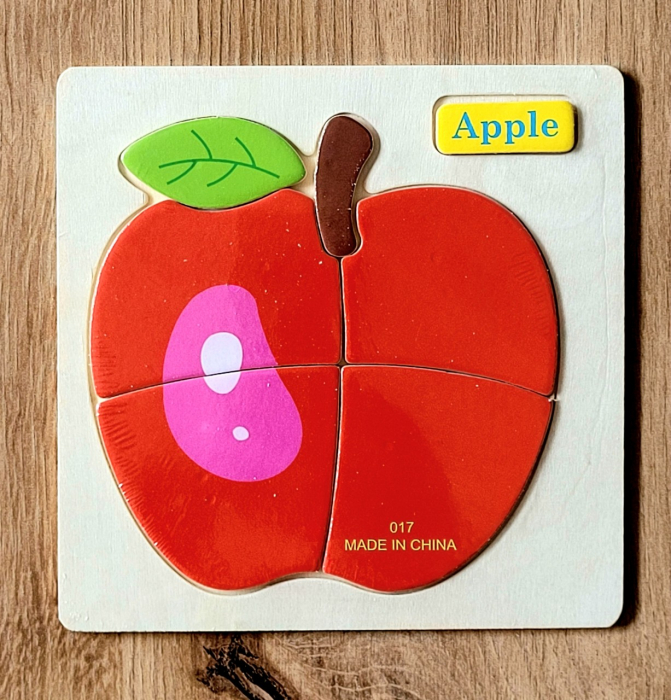 Puzzle mic din lemn fructe, animale, vehicule cu denumire in limba engleza [1]