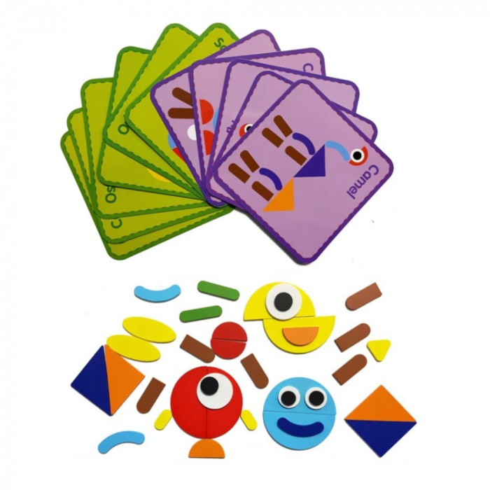 Puzzle Montessori distractiv de tip tangram ANIMALE - Montessori fun puzzle Animale 2 [2]