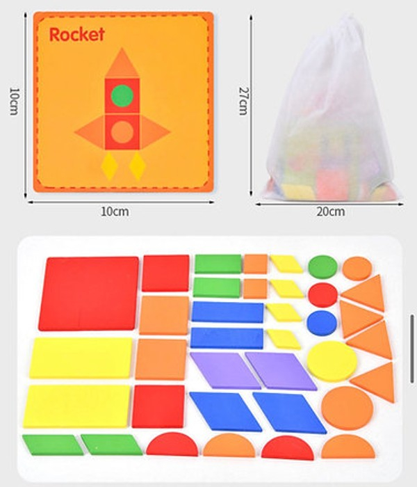 Puzzle Montessori distractiv de tip tangram forme geometrice - Montessori fun puzzle Geometric [3]