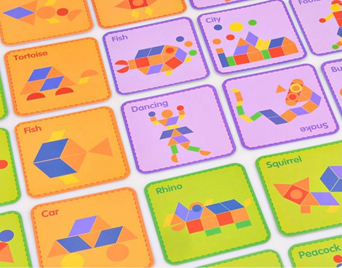 Puzzle Montessori distractiv de tip tangram forme geometrice - Montessori fun puzzle Geometric [5]