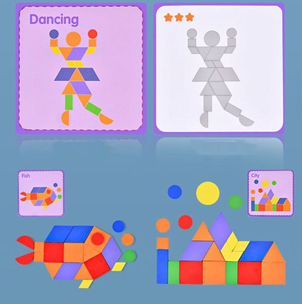 Puzzle Montessori distractiv de tip tangram forme geometrice - Montessori fun puzzle Geometric [6]