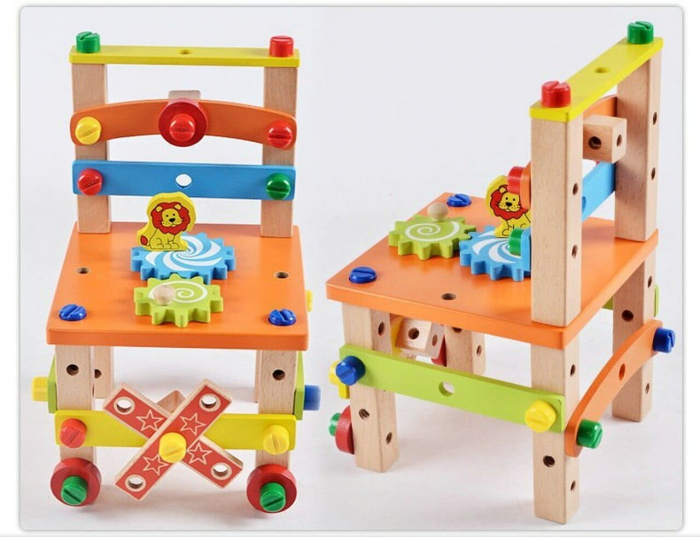 Scaunel de asamblat cu suruburi din lemn Changed Nut Disassembling Chair [2]