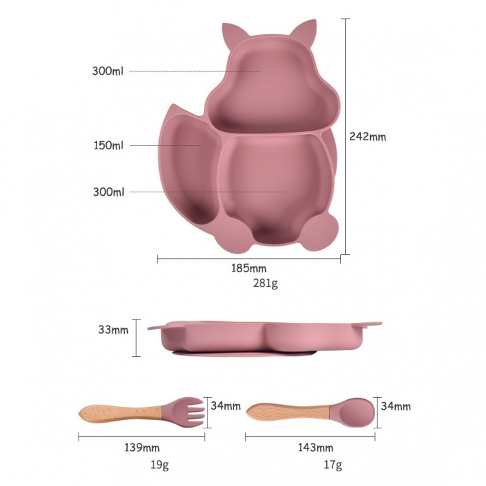 Set 10 piese diversificare bebelusi si copii din silicon roz [7]