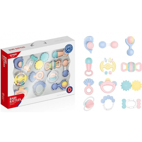Set 12 zornaitori si jucarii gingivale pentru bebelusi culori pastel, Huanger [3]