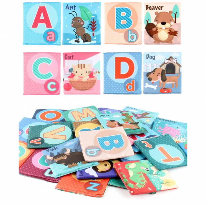 Set 26 de carduri textile cu literele alfabetului si cuvinte in limba engleza [2]