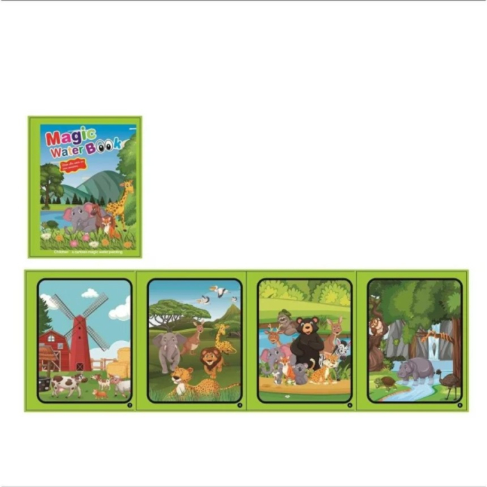 Set 3 carti de colorat cu apa Magic Water Book animale, animale marine si printese [6]
