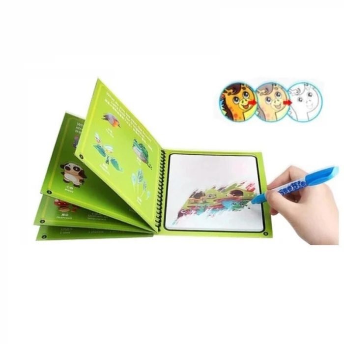 Set 3 carti de colorat cu apa Magic Water Book animale, animale marine si vehicule [7]