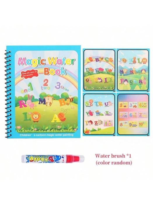 Set 3 carti de colorat cu apa Magic Water Book litere si numere, dinozauri, fructe [5]