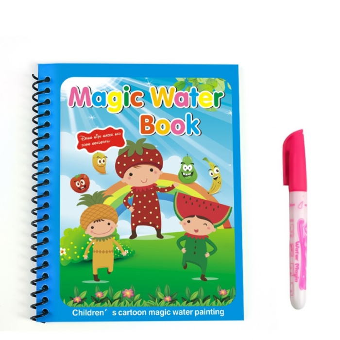 Set 3 carti de colorat cu apa Magic Water Book litere si numere, dinozauri, fructe [6]