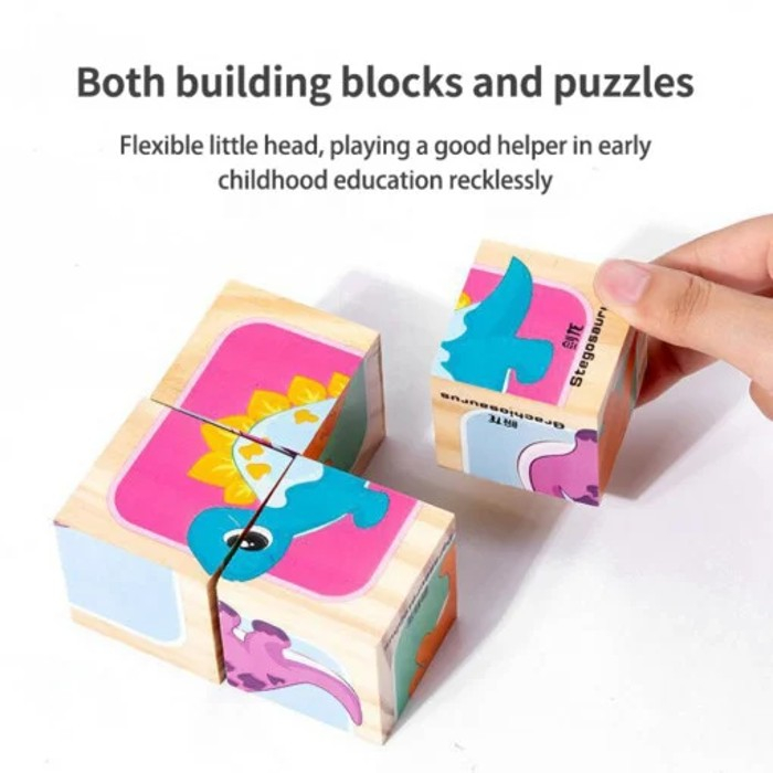 Set 4 cuburi din lemn cu puzzle fructe [3]