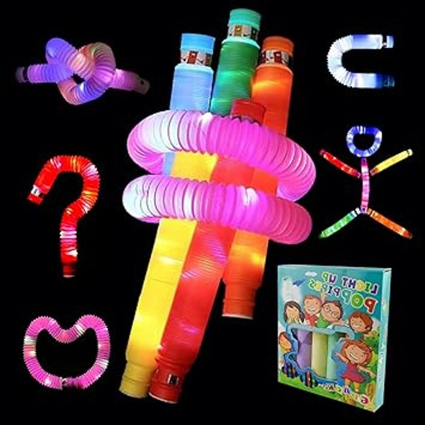 Set 6 jucarii senzoriale tuburi antistres cu lumina LED Fidget Pop Tubes [6]