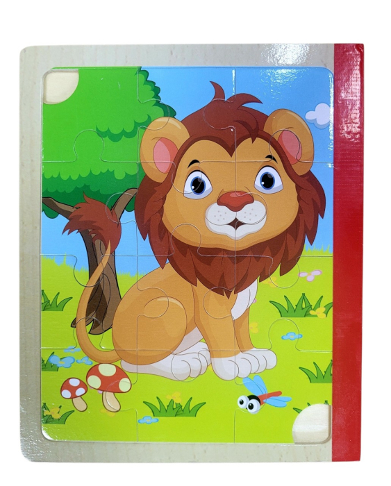 Set 6 puzzle din lemn de tip carte cu 12 piese mari Animale calut [2]