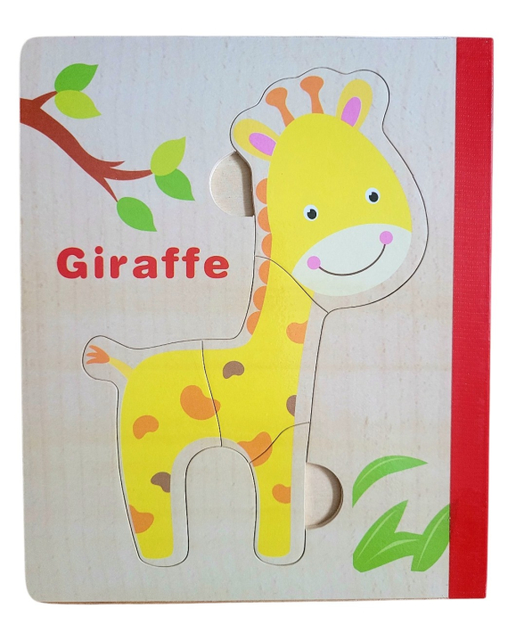 Set 6 puzzle din lemn de tip carte cu 4-6 piese mari Animale [2]